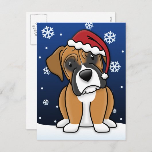 Carte postale de Noël Kawaii Boxer (Devant / Derrière)