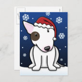 Carte postale de Noël Kawaii Bull Terrier (Devant / Derrière)