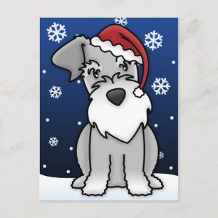 Carte postale de Noël Kawaii Schnauzer
