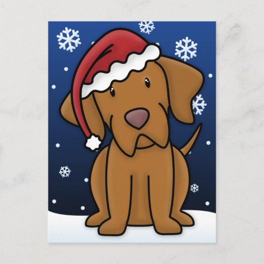 Carte postale de Noël Kawaii Vizsla (Devant)