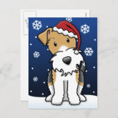 Carte postale de Noël Kawaii Wire Fox Terrier (Devant / Derrière)