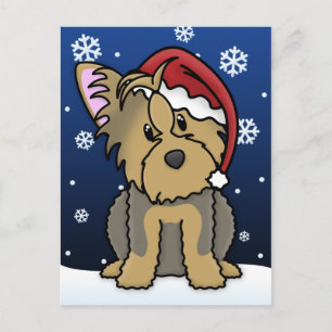 Carte postale de Noël Kawaii Yorkie