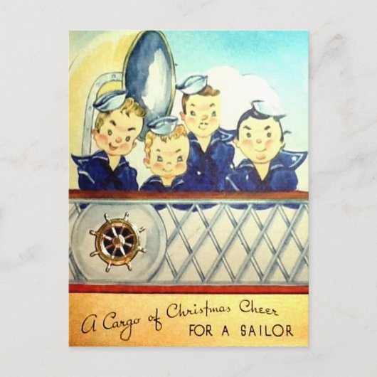 Carte postale de Noël militaire de la marine vinta (Devant)