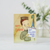 Carte postale de Noël militaire de l'Armée vintage (Debout devant)