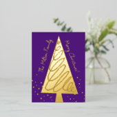 Carte postale de Noël moderne violet et feuille d' (Debout devant)