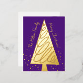 Carte postale de Noël moderne violet et feuille d' (Recto/Verso)