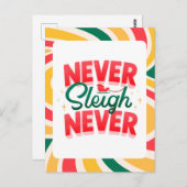 Carte postale de Noël 'Never Sleigh Never' (Devant / Derrière)