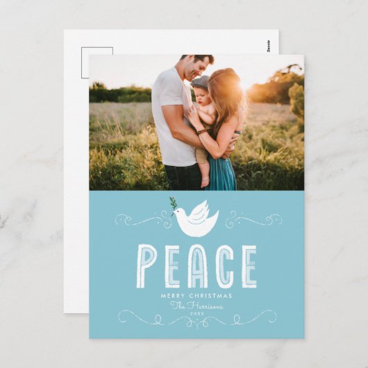 Carte postale de Noël Paix simple photo (Devant / Derrière)