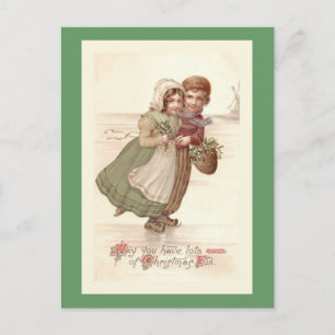 Carte postale de Noël "Patinage pour enfants néerl
