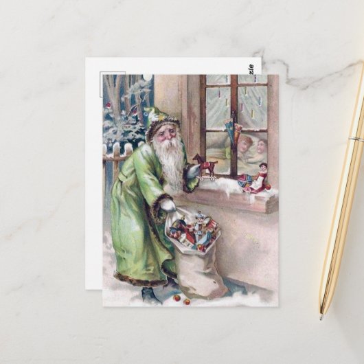 carte postale de Noël Père Noël Holiday (Devant/Arrière en situation)