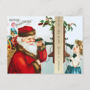 Carte postale de Noël Père Noël vintage : Vacances