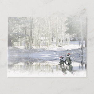 Carte postale de Noël Pingouin mignon