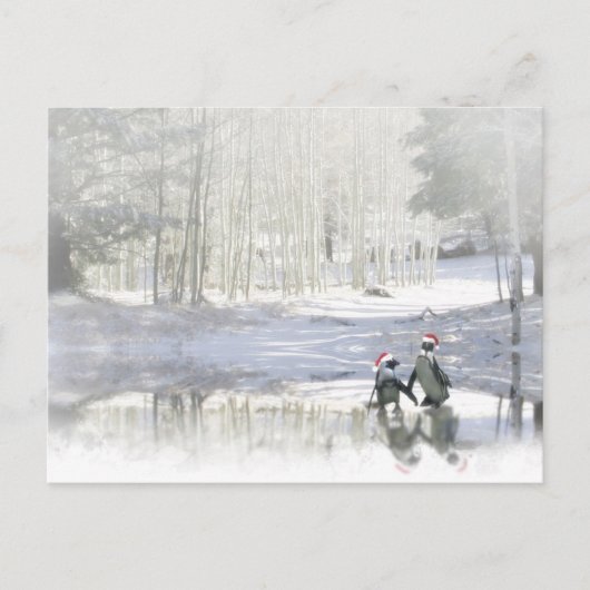 Carte postale de Noël Pingouin mignon (Devant)