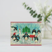 Carte postale de Noël Pingouin vintage (Debout devant)