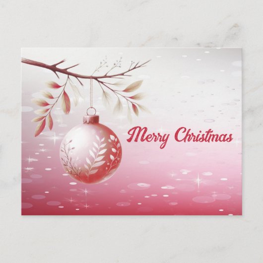Carte postale de Noël Pink Décor Ball (Devant)