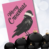 Carte postale de Noël Pink Merry Crowmas