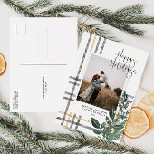 Carte postale de Noël Plaid Green