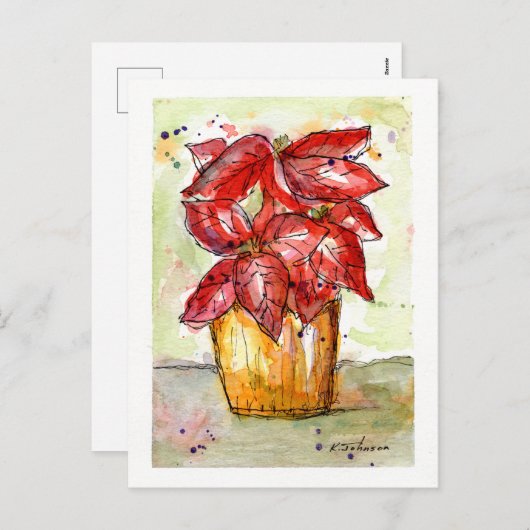 Carte postale de Noël Poinsettia (Devant / Derrière)