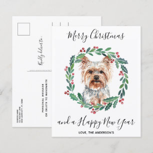 Carte postale de Noël pour chien Yorkshire Terrier