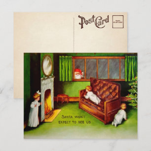 Carte postale de Noël pour enfants à cache vintage