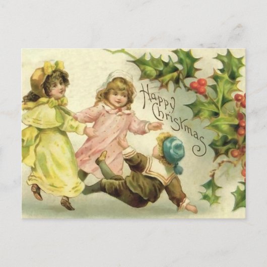 Carte postale de Noël pour enfants vintages (Devant)