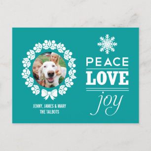 Carte postale de Noël pour la paix, l'amour et la