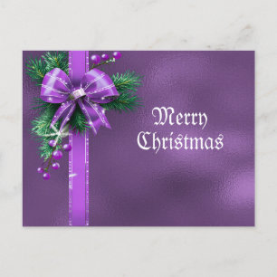 Carte postale de Noël Purple Bow