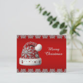 Carte postale de Noël Red Santa Hat (Debout devant)