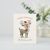 Carte postale de Noël rétro à Reindeer (Debout devant)