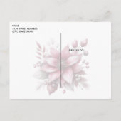 Carte postale de Noël rose Floral (Dos)