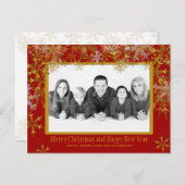Carte postale de Noël rouge et or (Devant / Derrière)