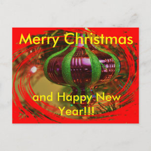 Carte postale de Noël rouge et verte