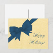 Carte postale de Noël Satin Ribbon & Bow, Bleu (Devant / Derrière)