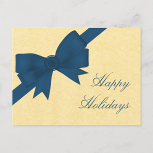 Carte postale de Noël Satin Ribbon & Bow, Bleu