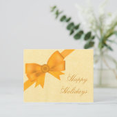Carte postale de Noël Satin Ribbon & Bow, Jaune (Debout devant)