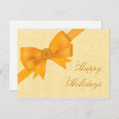 Carte postale de Noël Satin Ribbon & Bow, Jaune (Devant / Derrière)