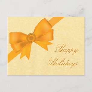 Carte postale de Noël Satin Ribbon & Bow, Jaune
