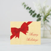 Carte postale de Noël Satin Ribbon & Bow, Rouge (Debout devant)