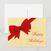 Carte postale de Noël Satin Ribbon & Bow, Rouge (Devant / Derrière)