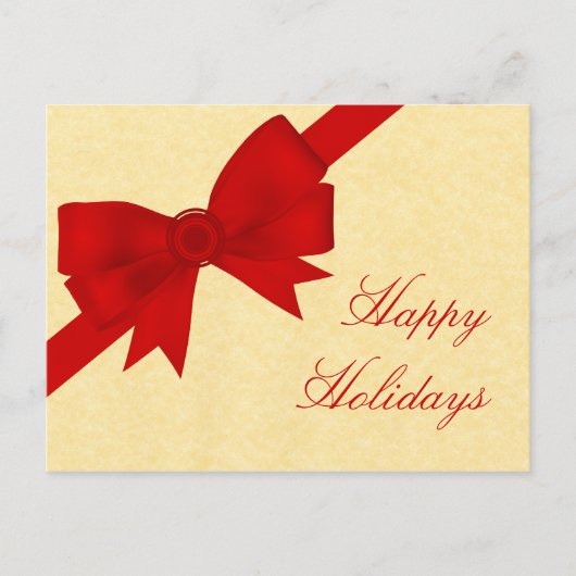 Carte postale de Noël Satin Ribbon & Bow, Rouge (Devant)