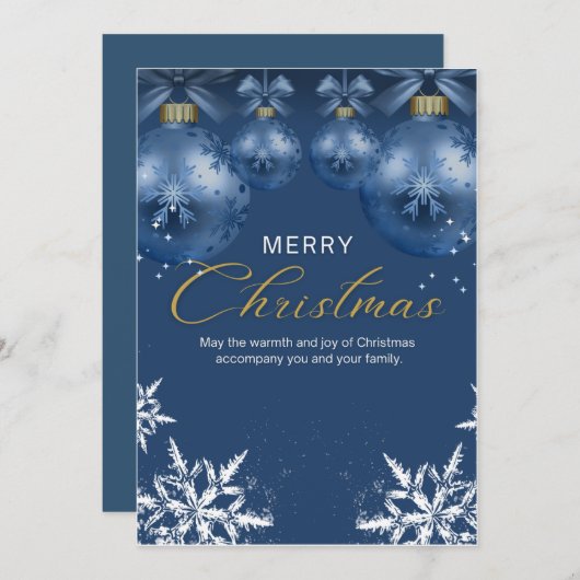 Carte postale de Noël simple et bleu et blanc (Devant / Derrière)