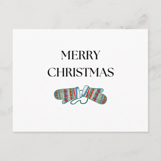 Carte postale de Noël simple et confortable Mitten (Devant)