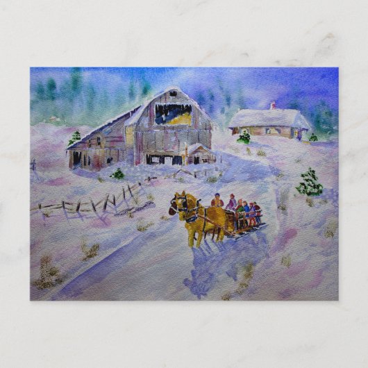 Carte postale de Noël Sleigh Ride (Devant)
