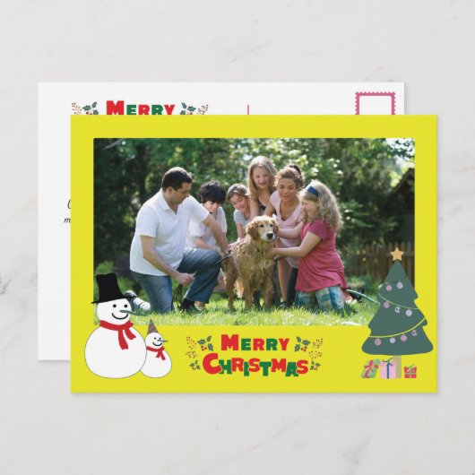 Carte postale de Noël Snowman (Devant / Derrière)