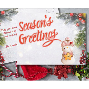 Carte postale de Noël Snowman Bonnes Fêtes