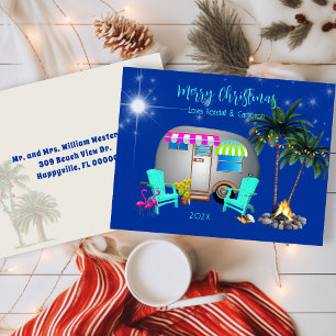 Carte postale de Noël Thème Camping tropical