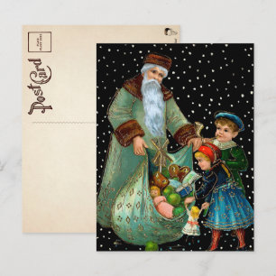 Carte postale de Noël victorienne de nuit avec le