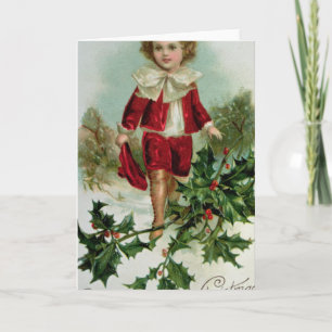 Carte postale de Noël victorienne représentant un