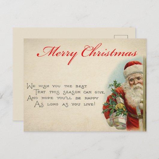 Carte postale de Noël vintage (Devant / Derrière)