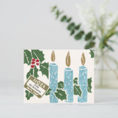 Carte postale de Noël vintage avec impression lino (Debout devant)